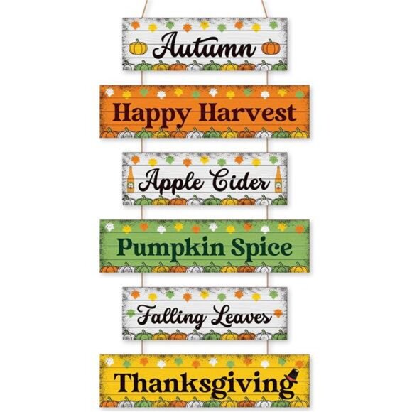 Fall Decorations for Home, Thanksgiving Door Decorations, Wooden Fall - Picture 1 of 8